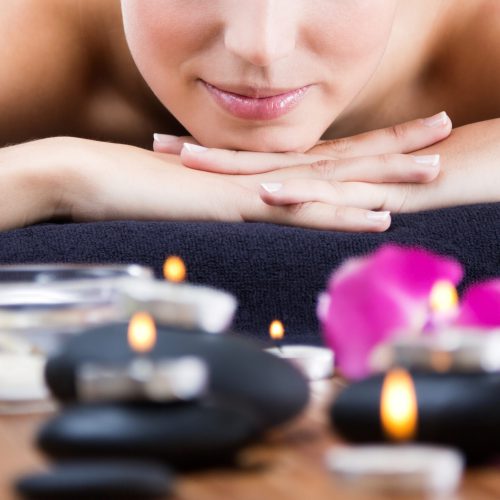 Portrait of Pretty young woman relaxing at spa